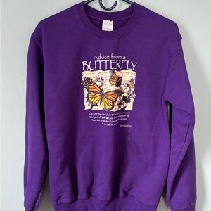 Purple Butterfly Graphic Sweatshirt